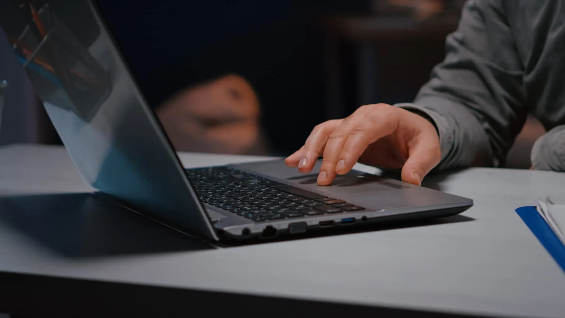 Closeup executive man hands answering negotiations email planning business company consultation l