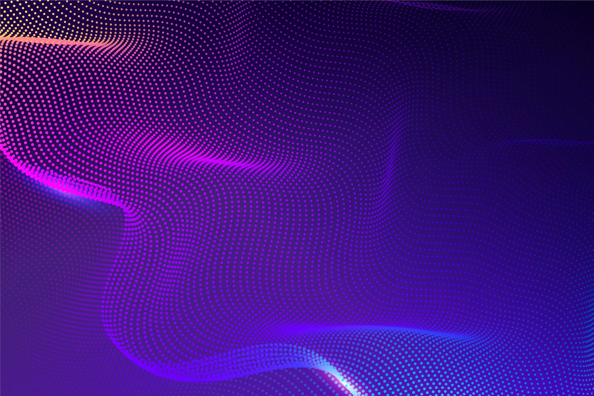 Gradient particle wave forming a flowing data background