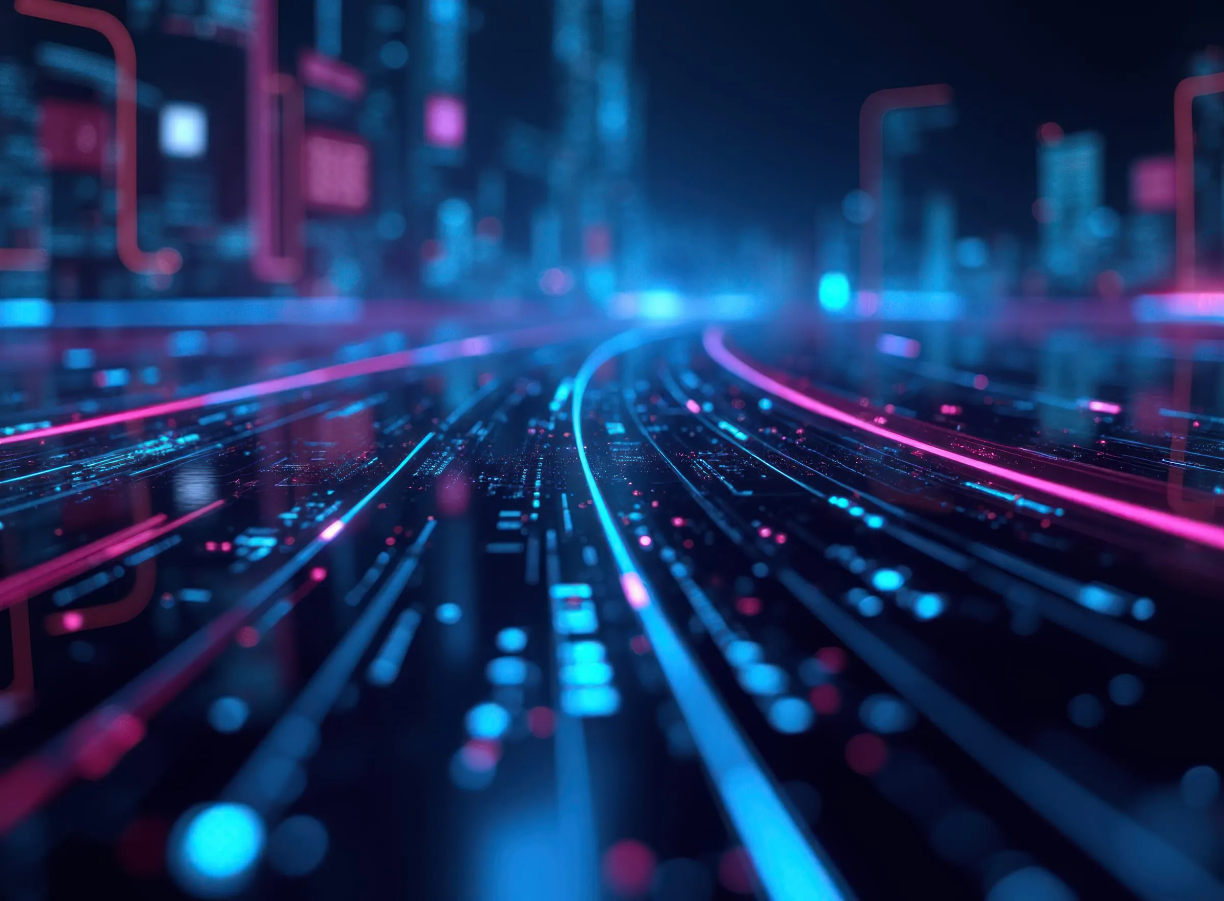 Glowing tech network design with interconnected nodes