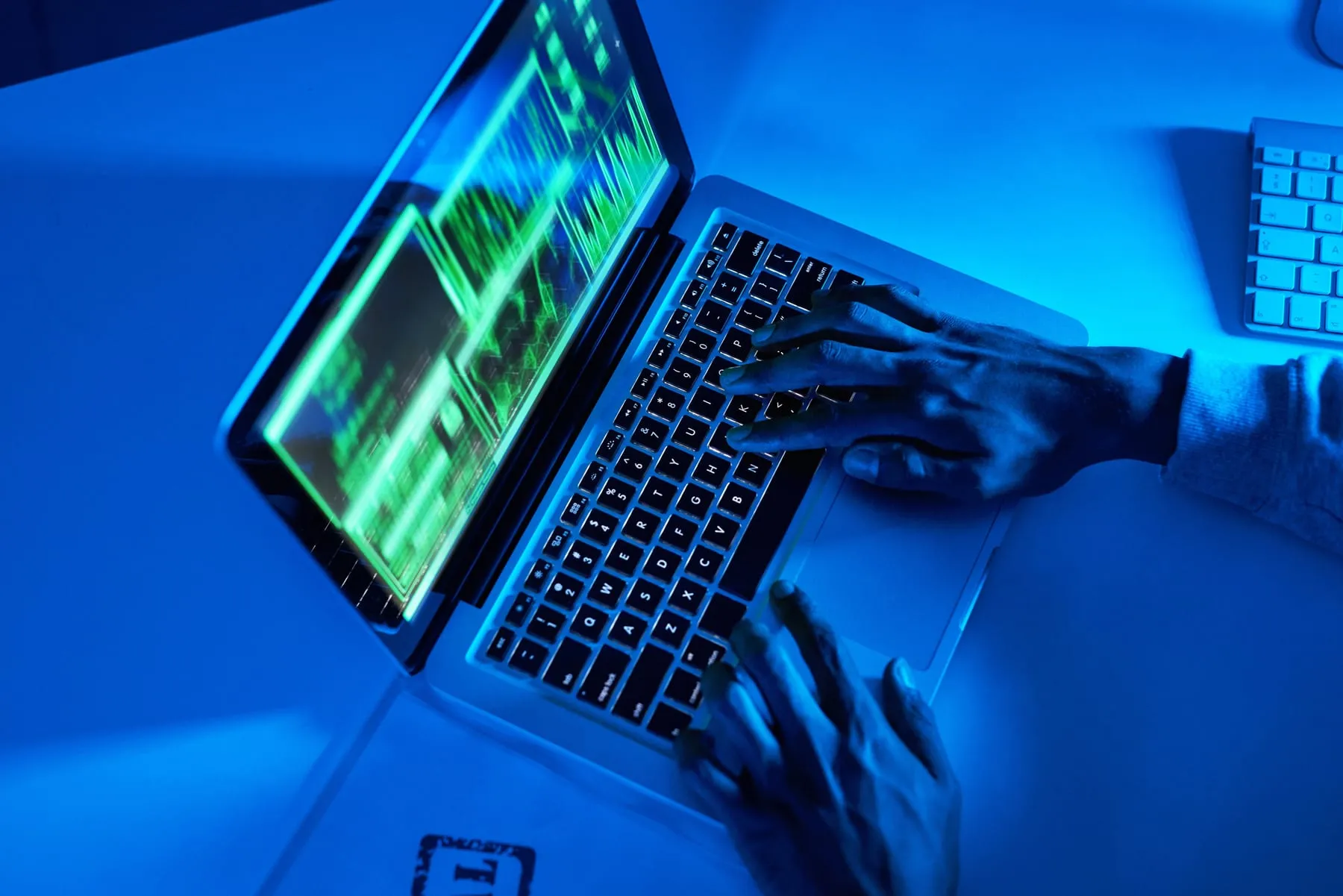 Hands fraud hacker laptop cybercrime scam malware phishing online data dark programmer person pc software update tech hacking