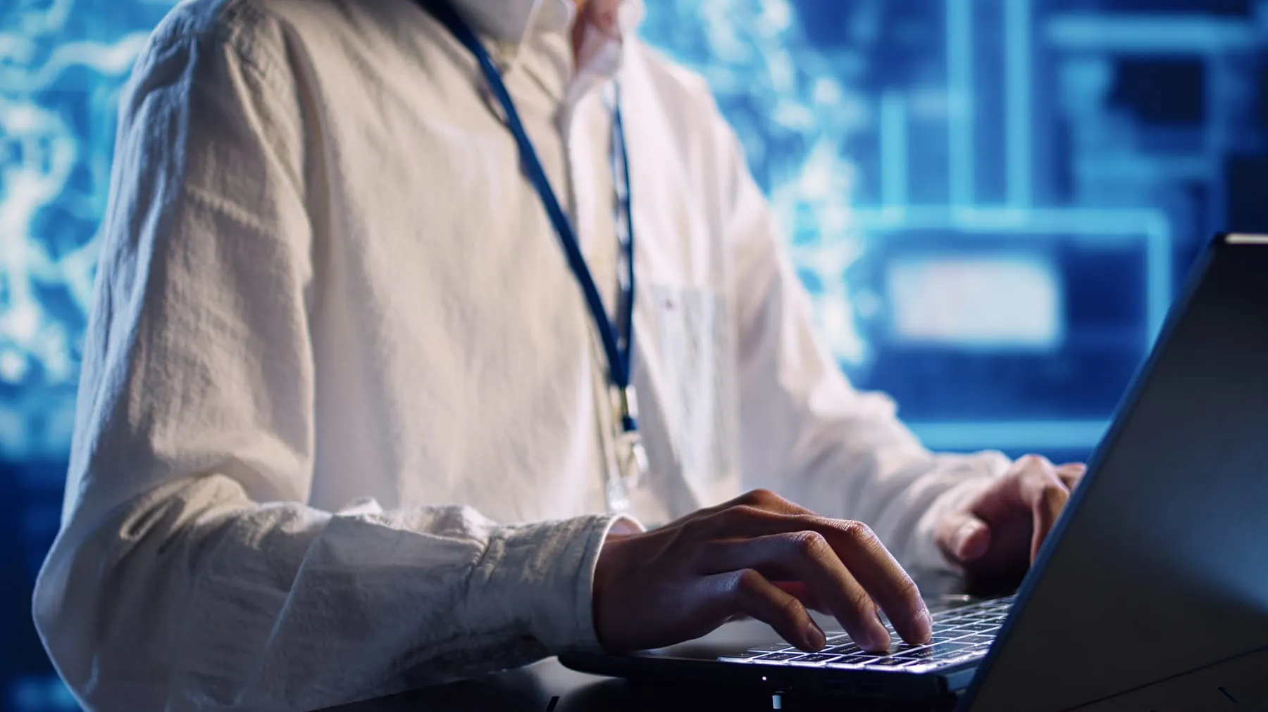Technician performs ai simulations