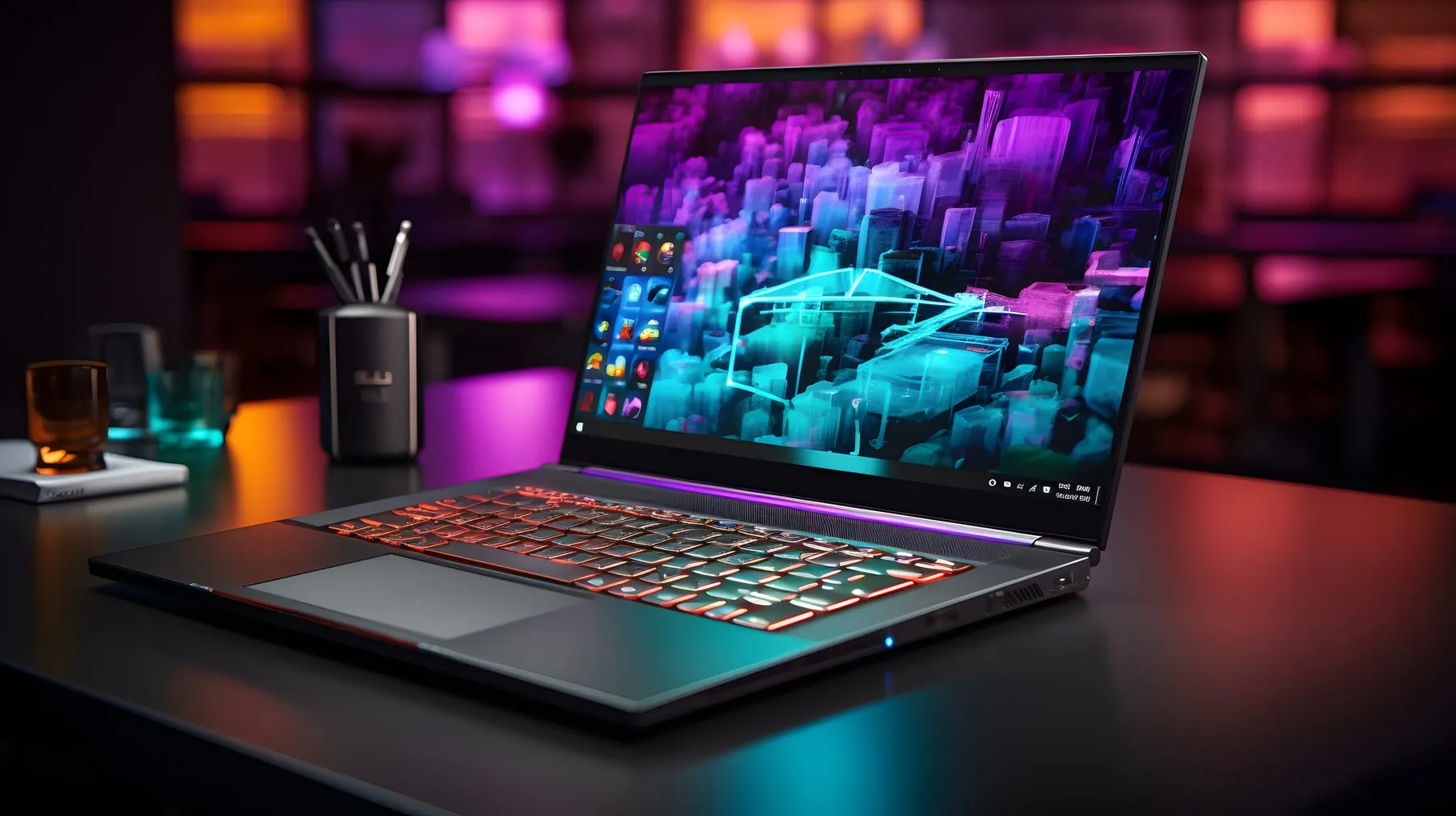 Ultimate gaming setup with rgb keyboard headphones sleek laptop perfect gamers streamers tech enthusiasts